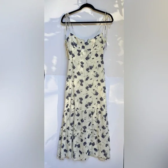 Reformation White and Blue Floral Midi Dress - Picture 8 of 12